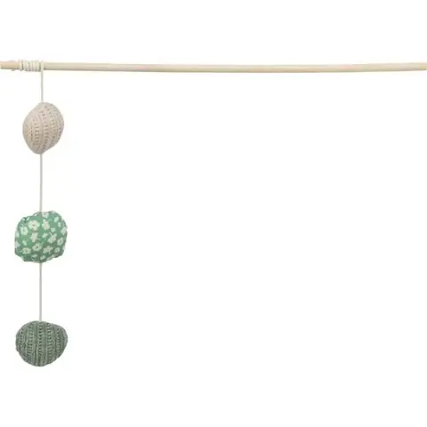 Canne à pêche pour chat - Trixie - 3 balles en bois/tissu - Taille unique - Mixte - Durable