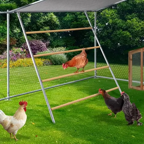 IDMARKET Grand perchoir pour poules 4 niveaux en bois compatible enclos