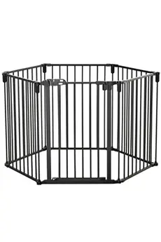 Barrière de sécurité - parc enclos chien modulable pliable - porte verrouillable - 6 panneaux acier et PP - dim. 362,5L max. x 76H cm noir