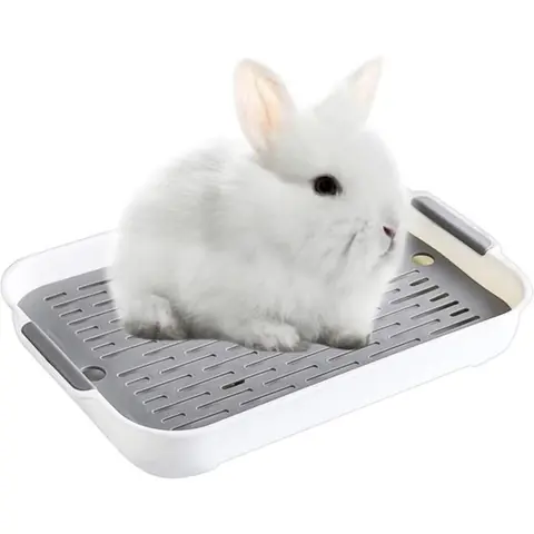 Bac à litière pour animaux - 1PCS - Blanc - Plastique PP - Facile à nettoyer - Conception en grille
