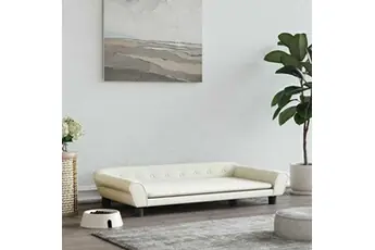 Lit pour Chien, Canapé pour Animaux avec Pieds, Panier pour Chien Salle de Séjour Chambre à Coucher, Crème 100x50x21 cm Velours 172011