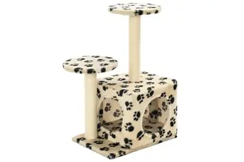 Arbre à chat avec griffoir en sisal 60 cm Beige Motif de pattes