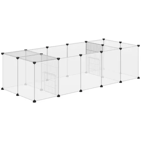 Enclos parc - PawHut - modulable petits animaux 20 panneaux cochons dinde habitat - plastique - 175x70x45cm - blanc