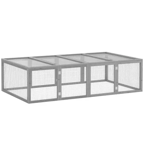 Cage à lapins - PawHut - clapier - 2 portes supérieures - extérieur/intérieur - Bois - 181x100x48cm - Gris