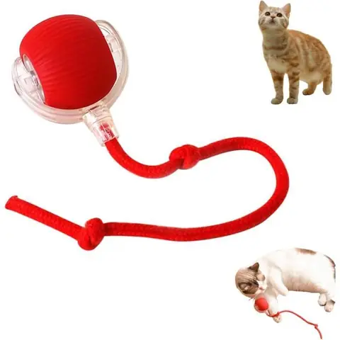 Balle Interactive pour Chat，Pet Smart Rolling Ball，Indoor Cat Toys，3 Modes de Travail，Rechargeable par USB ，Rouge