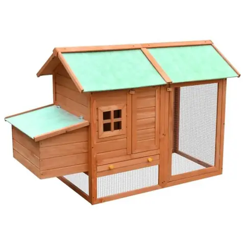 9079NOUVE]PET Poulailler cottage multi-équipement 4 à 8 poulesClapier Cage pour poulets d’Extérieur Bois de pin massif et sapin 170