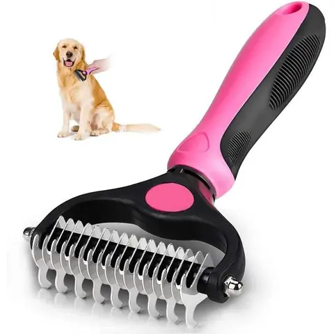 Brosse Chien Brosse Chat Peigne Déméloir Chien Professionnel et Brosse Chien Poil Long Râteau de Toilettage pour Chien et Chat
