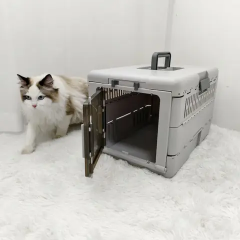 Cage de transport - 48 x 32 x 31.5 cm - Box de transport pour chien et chat - Gris