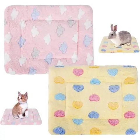 2 Lit pour cochon dInde Tapis de Couchage en Peluche pour Petit animal Chaud Lit pour Lapin Polaire Couverture