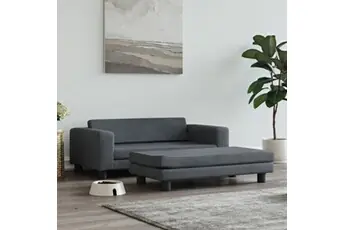 Lit pour Chien avec Extension, Canapé pour Animaux de Compagnie avec Cadre en Bois, Panier pour Chiots Maison Intérieur, Gris Foncé 100X50X30 cm